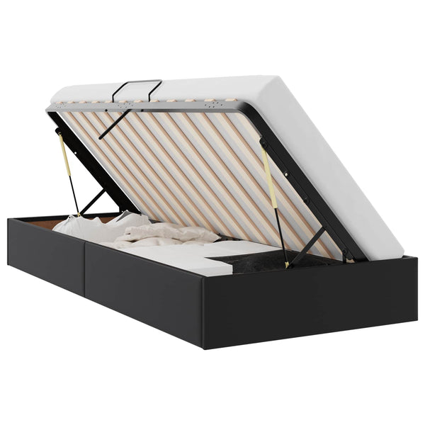 vidaXL Storage Bed with Headboard Black 90 x 190 cm Faux Leather