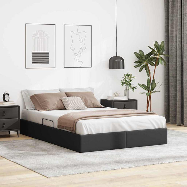 vidaXL Storage Bed with Headboard Black 135 x 190 cm Faux Leather