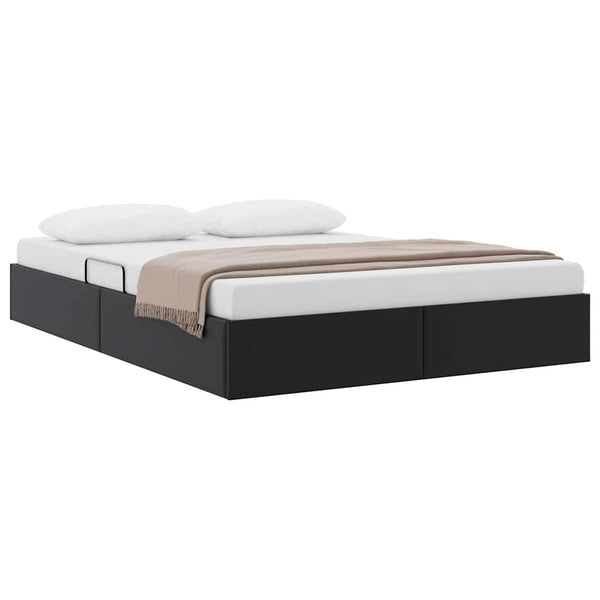 vidaXL Storage Bed with Headboard Black 135 x 190 cm Faux Leather