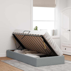 vidaXL Storage Bed with Headboard Light Grey 90 x 190 cm Fabric