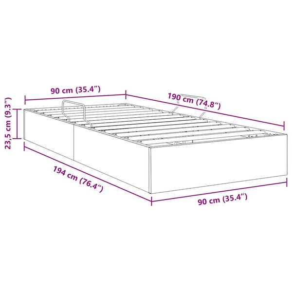 vidaXL Storage Bed with Headboard Light Grey 90 x 190 cm Fabric