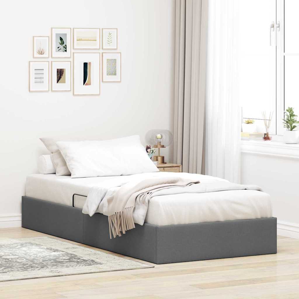 vidaXL Storage Bed with Headboard Dark Grey 90 x 190 cm Fabric
