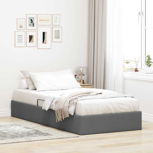 vidaXL Storage Bed with Headboard Dark Grey 90 x 190 cm Fabric