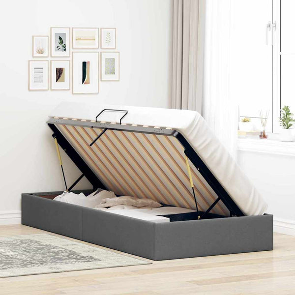 vidaXL Storage Bed with Headboard Dark Grey 90 x 190 cm Fabric