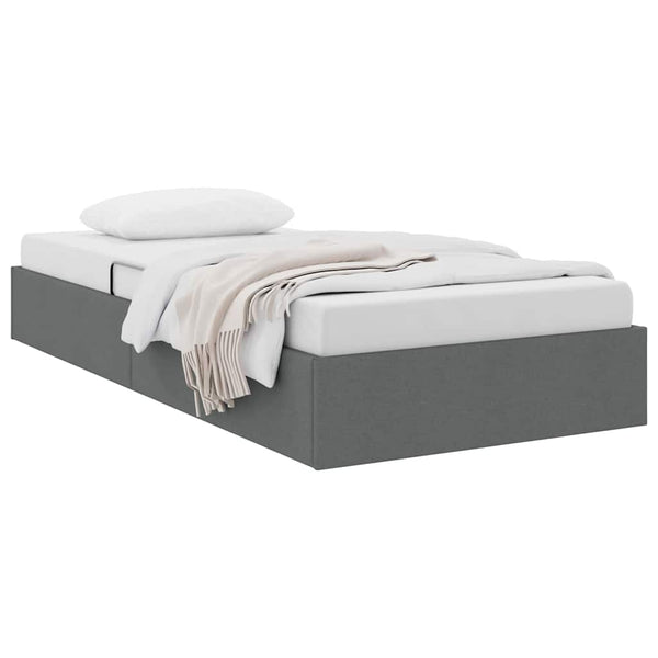 vidaXL Storage Bed with Headboard Dark Grey 90 x 190 cm Fabric