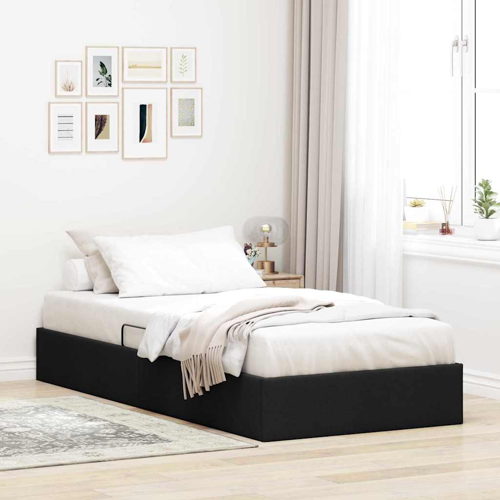 vidaXL Storage Bed with Headboard Black 90 x 190 cm Fabric