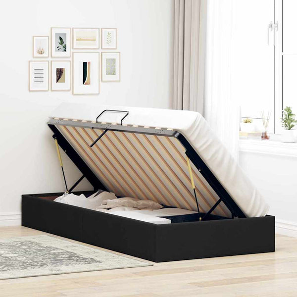 vidaXL Storage Bed with Headboard Black 90 x 190 cm Fabric