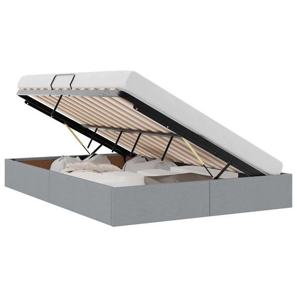vidaXL Storage Bed with Headboard Light Grey 135 x 190 cm Fabric