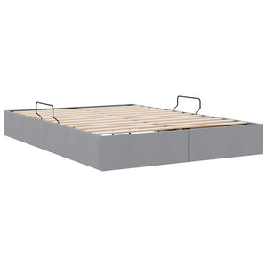 vidaXL Storage Bed with Headboard Light Grey 135 x 190 cm Fabric