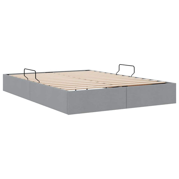 vidaXL Storage Bed with Headboard Light Grey 135 x 190 cm Fabric