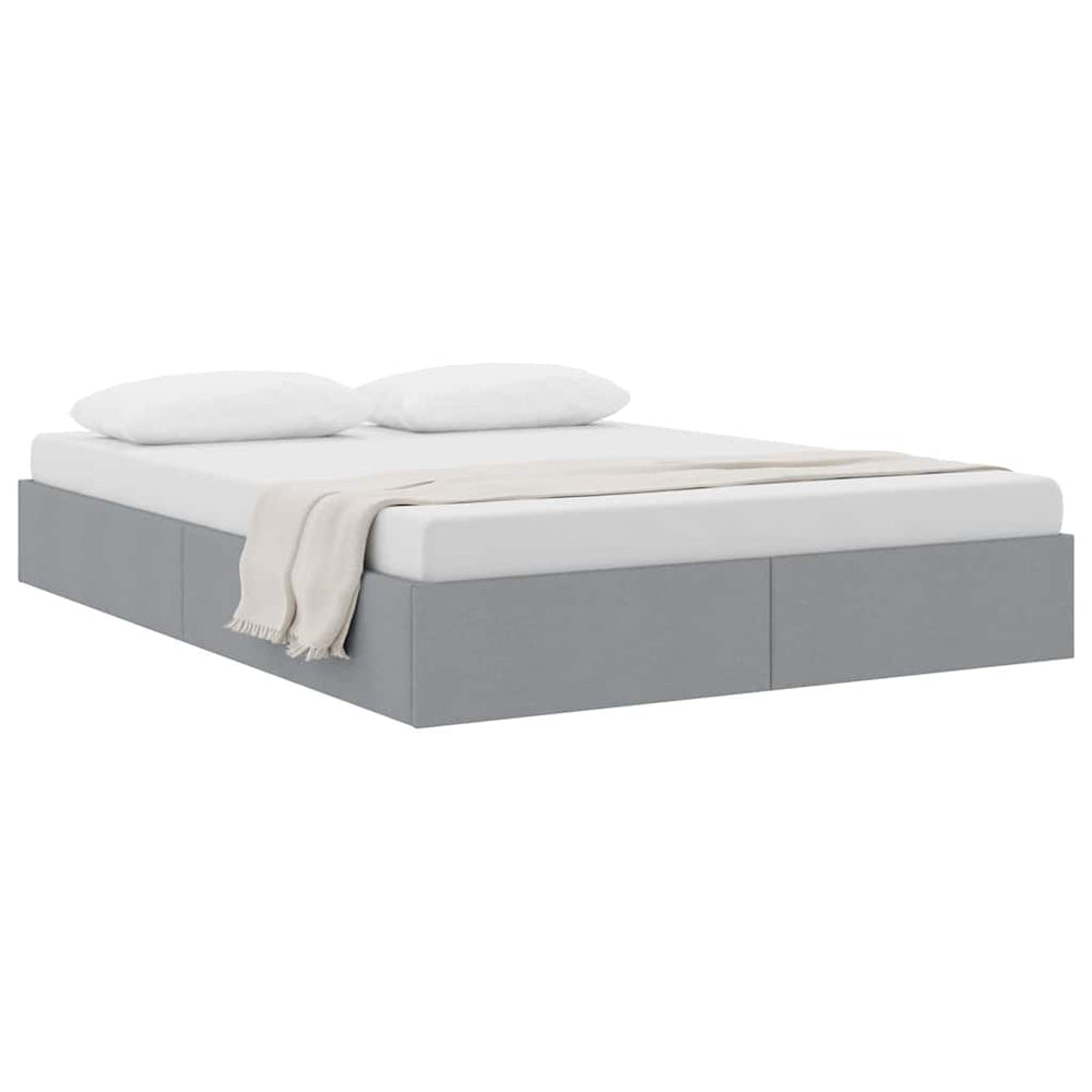 vidaXL Storage Bed with Headboard Light Grey 135 x 190 cm Fabric