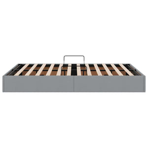 vidaXL Storage Bed with Headboard Light Grey 135 x 190 cm Fabric
