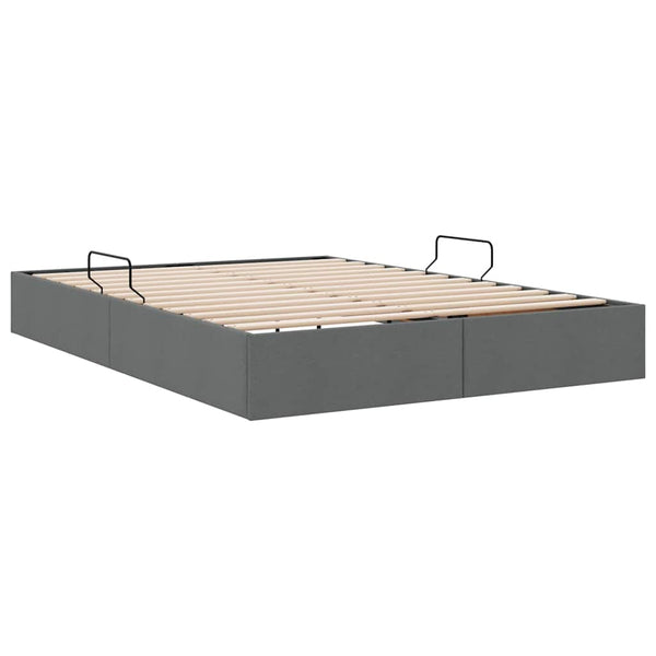 vidaXL Storage Bed with Headboard Dark Grey 135 x 190 cm Fabric