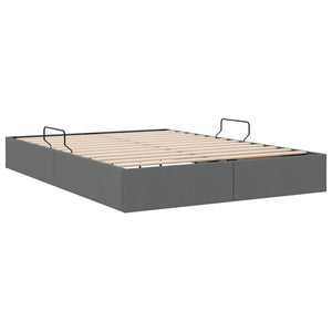 vidaXL Storage Bed with Headboard Dark Grey 135 x 190 cm Fabric