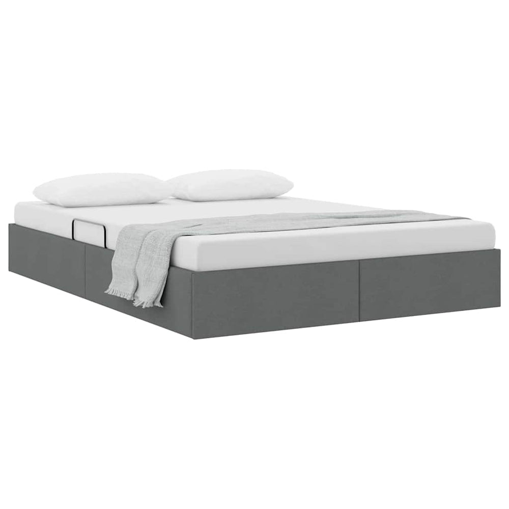 vidaXL Storage Bed with Headboard Dark Grey 135 x 190 cm Fabric