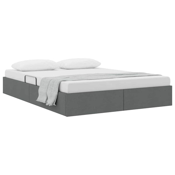vidaXL Storage Bed with Headboard Dark Grey 135 x 190 cm Fabric