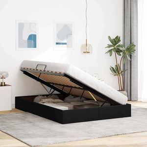 vidaXL Storage Bed with Headboard Black 135 x 190 cm Fabric