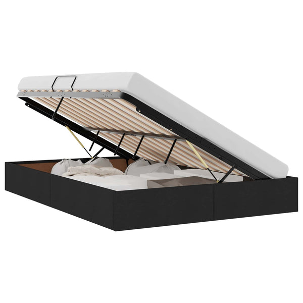 vidaXL Storage Bed with Headboard Black 135 x 190 cm Fabric