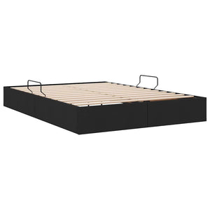 vidaXL Storage Bed with Headboard Black 135 x 190 cm Fabric