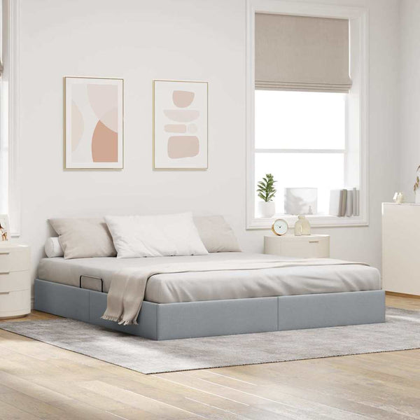vidaXL Storage Bed with Headboard Light Gray 180 x 200 cm Fabric