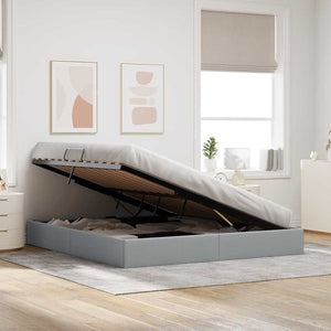 vidaXL Storage Bed with Headboard Light Gray 180 x 200 cm Fabric