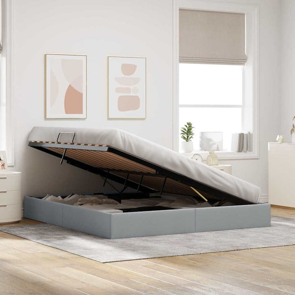 vidaXL Storage Bed with Headboard Light Gray 180 x 200 cm Fabric