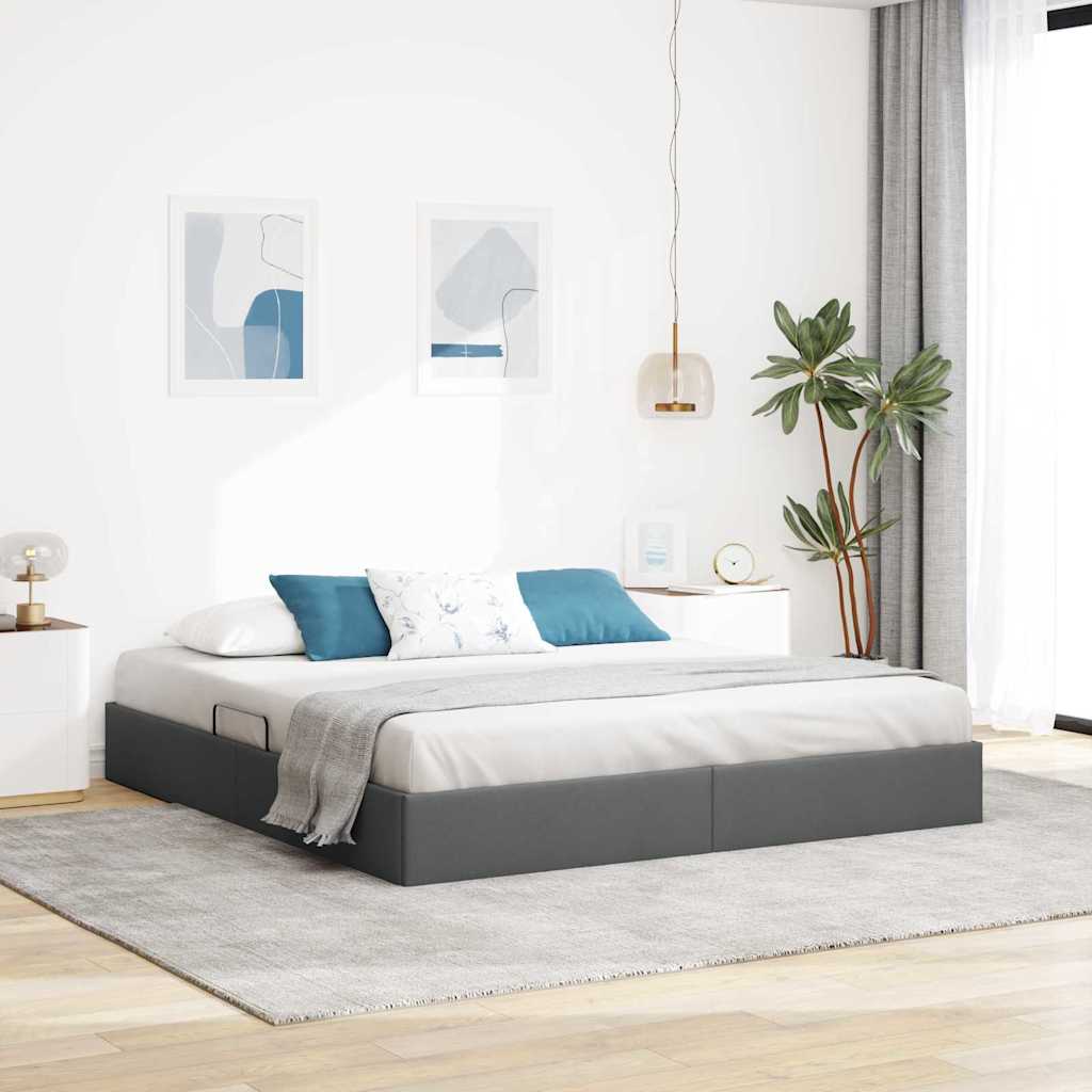vidaXL Storage Bed with Headboard Dark Grey 180 x 200 cm Fabric