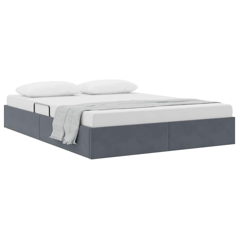 vidaXL Storage Bed with Headboard Dark Grey 135 x 190 cm Velvet