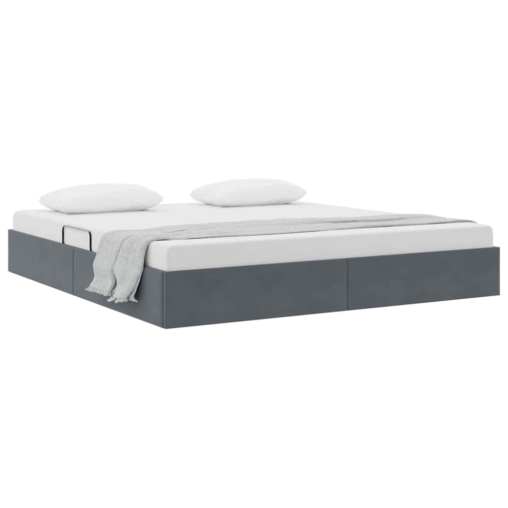 vidaXL Storage Bed with Headboard Dark Grey 180 x 200 cm Velvet
