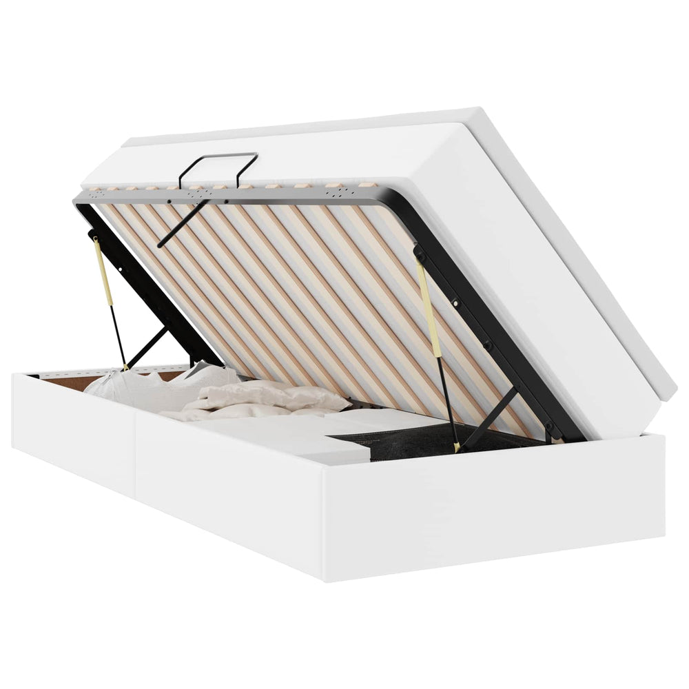 vidaXL Storage Bed with Mattress White 90 x 190 cm Faux Leather
