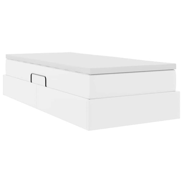 vidaXL Storage Bed with Mattress White 90 x 200 cm Faux Leather