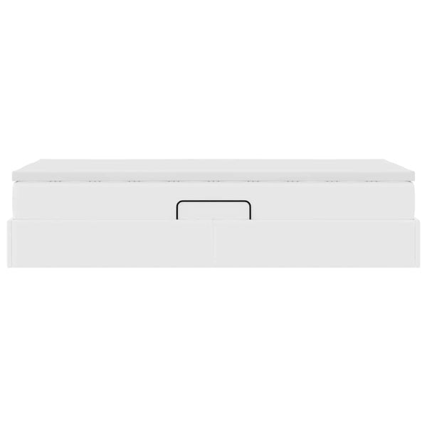 vidaXL Storage Bed with Mattress White 90 x 200 cm Faux Leather