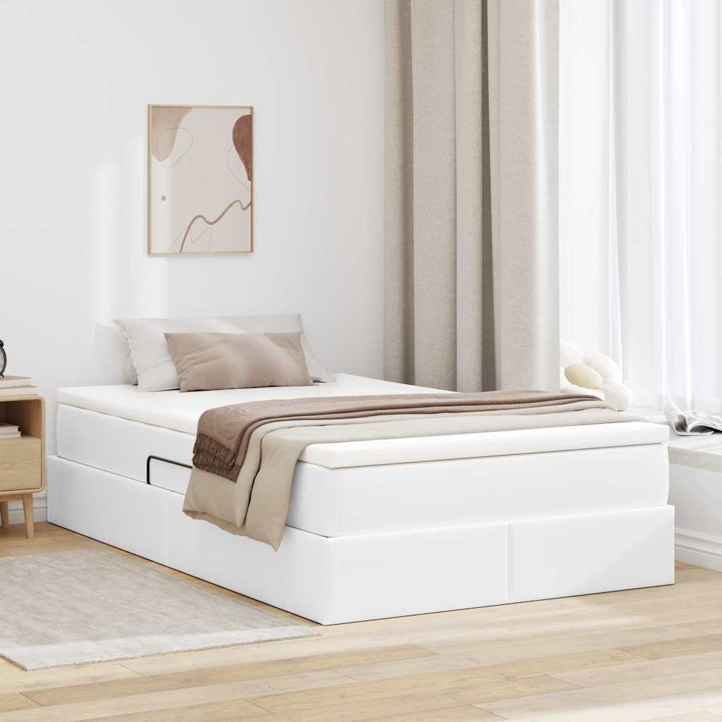 vidaXL Storage Bed with Mattress White 120 x 200 cm Faux Leather