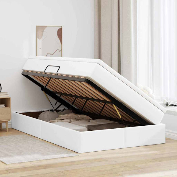 vidaXL Storage Bed with Mattress White 120 x 200 cm Faux Leather