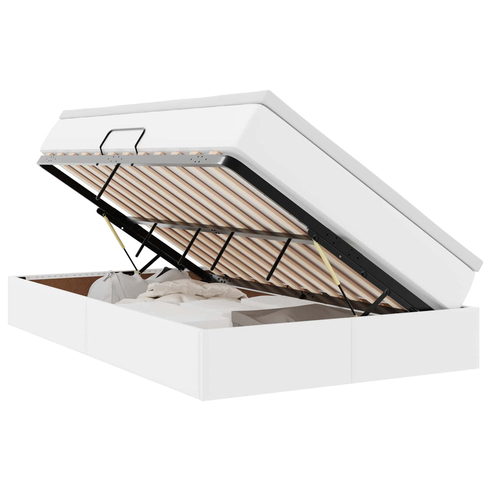 vidaXL Storage Bed with Mattress White 120 x 200 cm Faux Leather