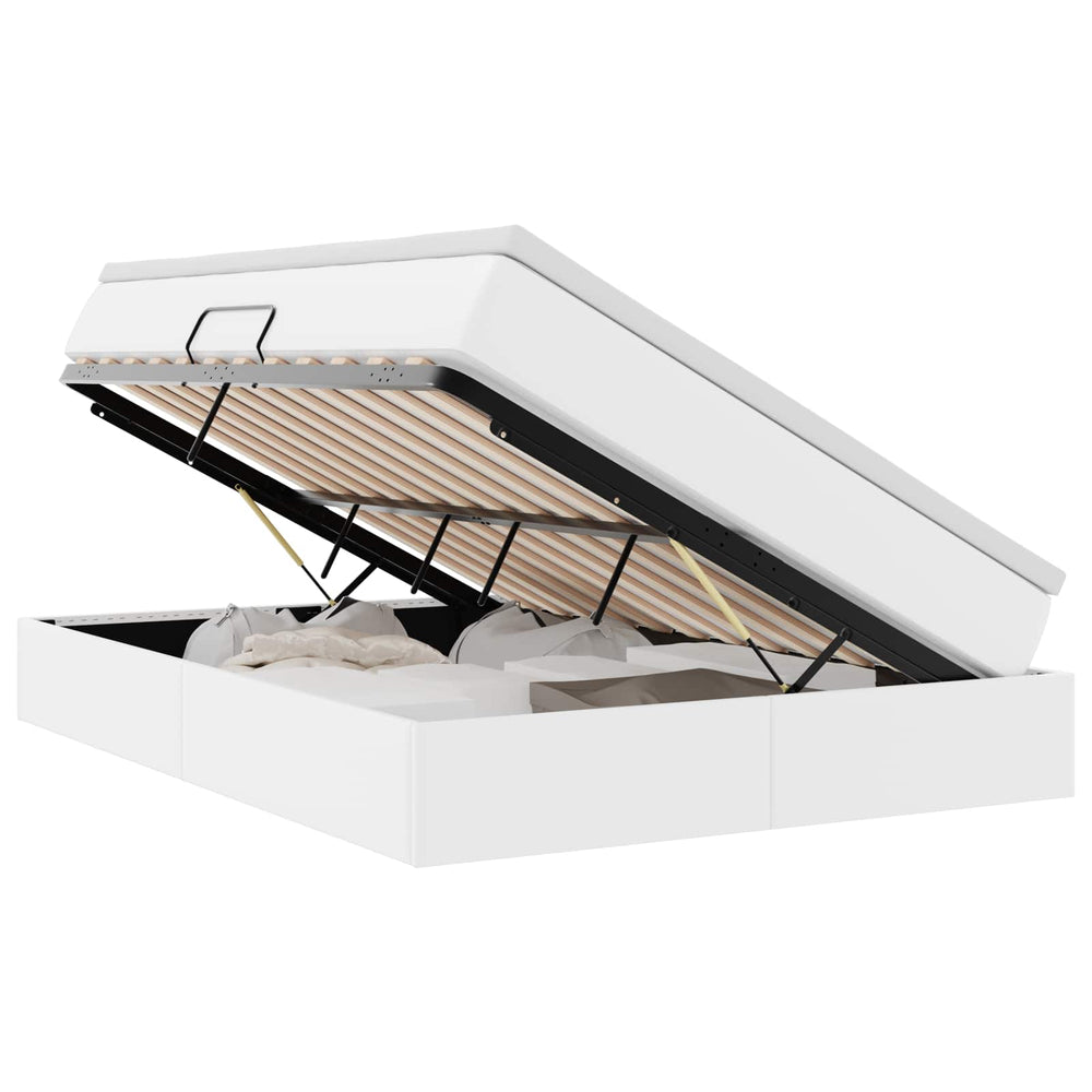 vidaXL Storage Bed with Mattress White 140 x 190 cm Faux Leather