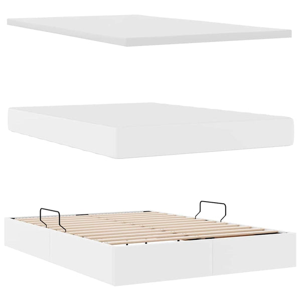 vidaXL Storage Bed with Mattress White 140 x 190 cm Faux Leather