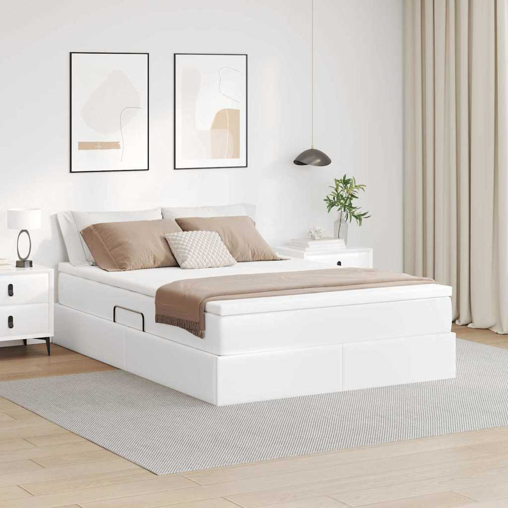 vidaXL Storage Bed with Mattress White 140 x 200 cm Faux Leather