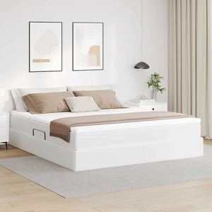 vidaXL Storage Bed with Mattress White 160 x 200 cm Faux Leather