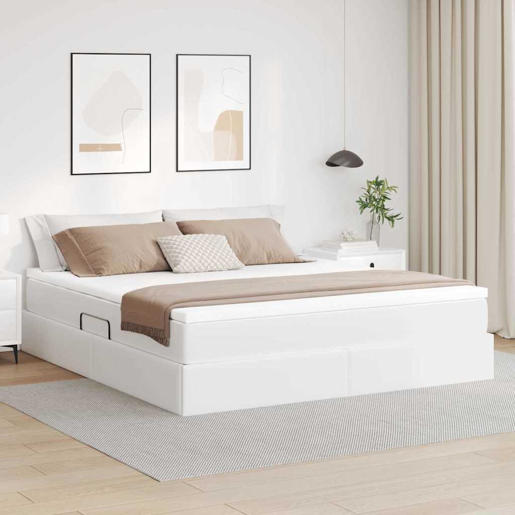vidaXL Storage Bed with Mattress White 160 x 200 cm Faux Leather