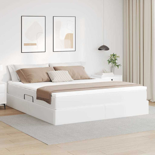 vidaXL Storage Bed with Mattress White 160 x 200 cm Faux Leather