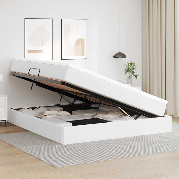 vidaXL Storage Bed with Mattress White 160 x 200 cm Faux Leather