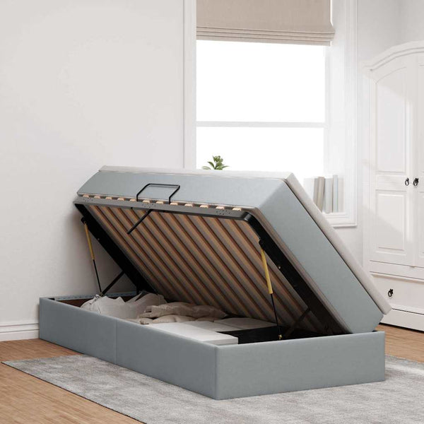 vidaXL Storage Bed with Mattress Light Grey 90 x 190 cm Polyester