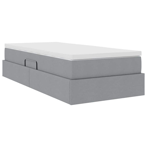 vidaXL Storage Bed with Mattress Light Grey 90 x 190 cm Polyester