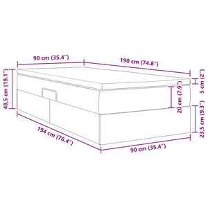 vidaXL Storage Bed with Mattress Light Grey 90 x 190 cm Polyester