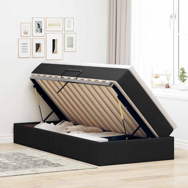 vidaXL Storage Bed with Mattress Black 90 x 190 cm Polyester