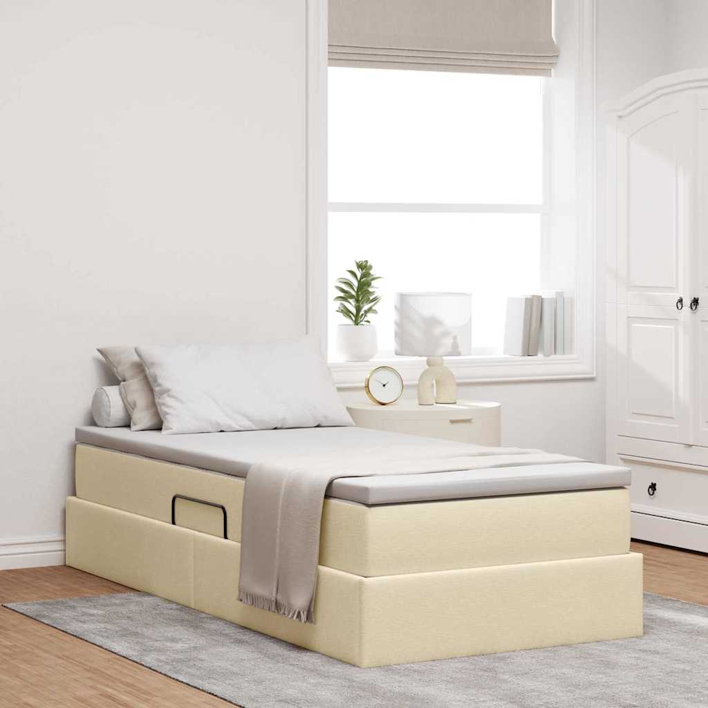 vidaXL Storage Bed with Mattress Cream 90 x 190 cm Polyester