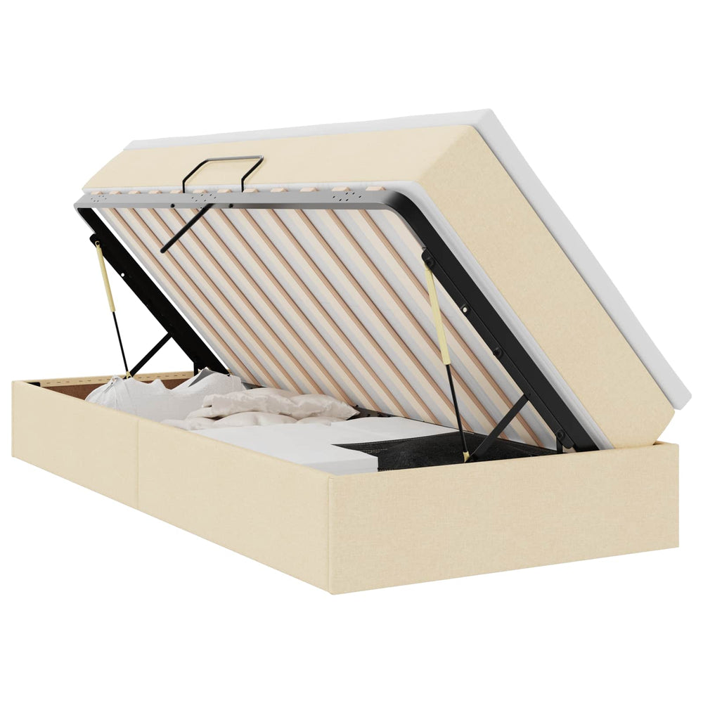 vidaXL Storage Bed with Mattress Cream 90 x 190 cm Polyester