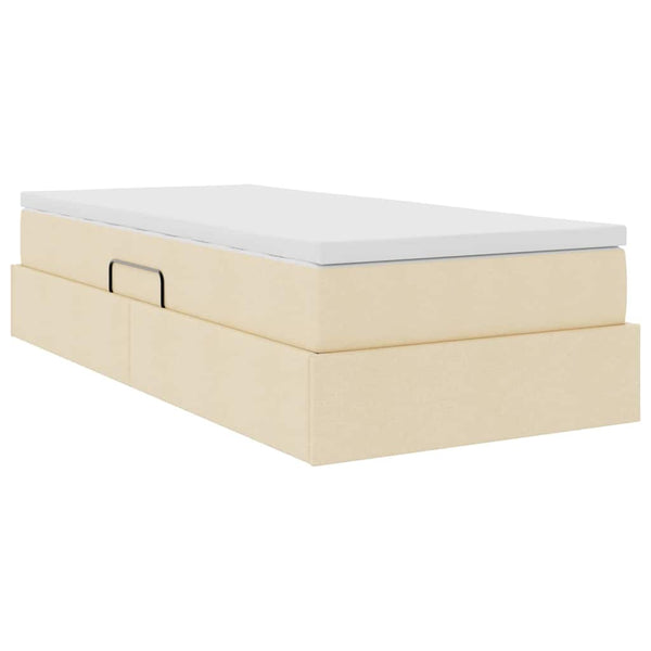 vidaXL Storage Bed with Mattress Cream 90 x 190 cm Polyester