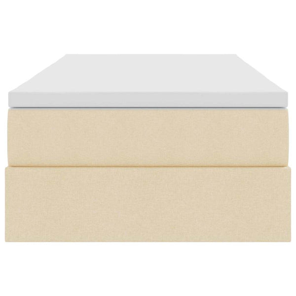 vidaXL Storage Bed with Mattress Cream 90 x 190 cm Polyester
